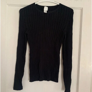 H&M Black Rib-Knit Top in size XL